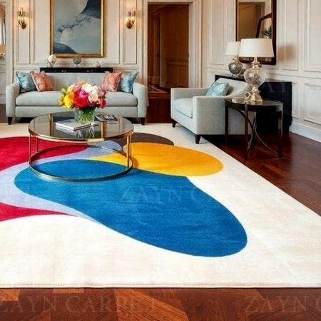 Handcrafted Color Block Abstract Modern Living Rug